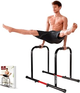 Dip Stand Station, Dip Bar with Safety Adjustable Connector for Full Body Strength Training Weight Capacity 400Lbs