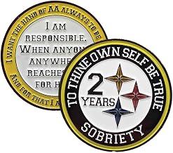 MYRECOVERYSTORE Black and Gold Recovery Medallion in Years 1-50 with Alcoholics Anonymous Responsibility Pledge