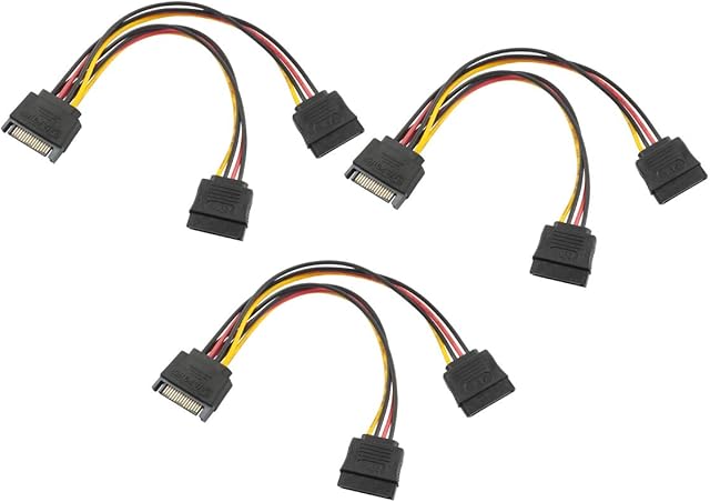 Bolongking SATA to Dual SATA Power Y Splitter Cable Hard Drive HDD SSD 8 Inch (Pack of 3)