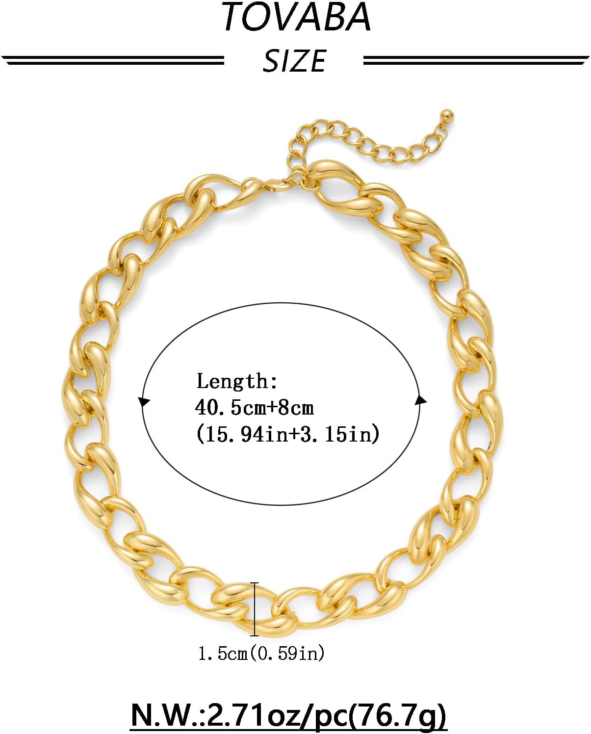 Chunky Gold Chain Necklace Cuban Chain Link Thick Paperclip Chain Heart Chain Choker Necklace for Gift Fashion Jewelry - Image 2