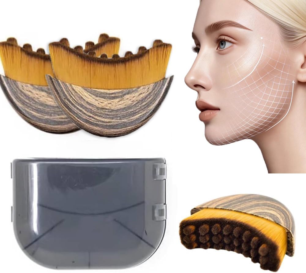 2 Pack Upgrade Lymphatic Contour Face Brush,Massager for Face & Neck | Lymphatic Contour Face Brush, Natural Makeup Brushes, Manual Face Massager, Hypoallergenic Ergonomic Facial Cleansing Brush