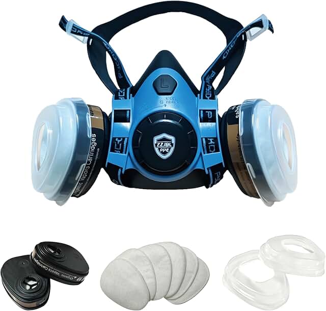 Reusable half-face respirator mask with replaceable filters