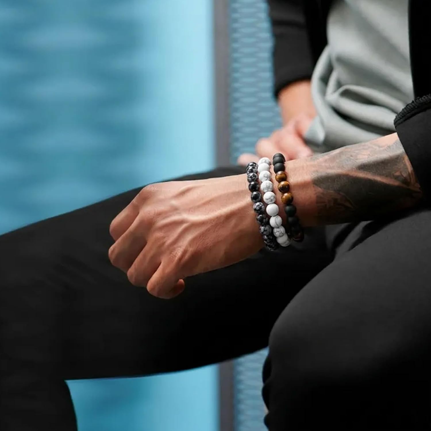 8MM Beaded Bracelets For Men Mens Bracelets Beads Bracelet Set