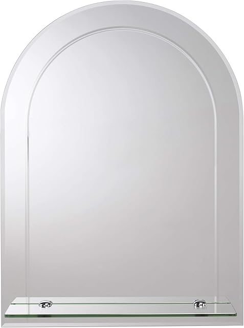 Croydex Fairfield Arch Mirror Shelf with Hang N Lock Fitting System, 600 x 450 x 120mm