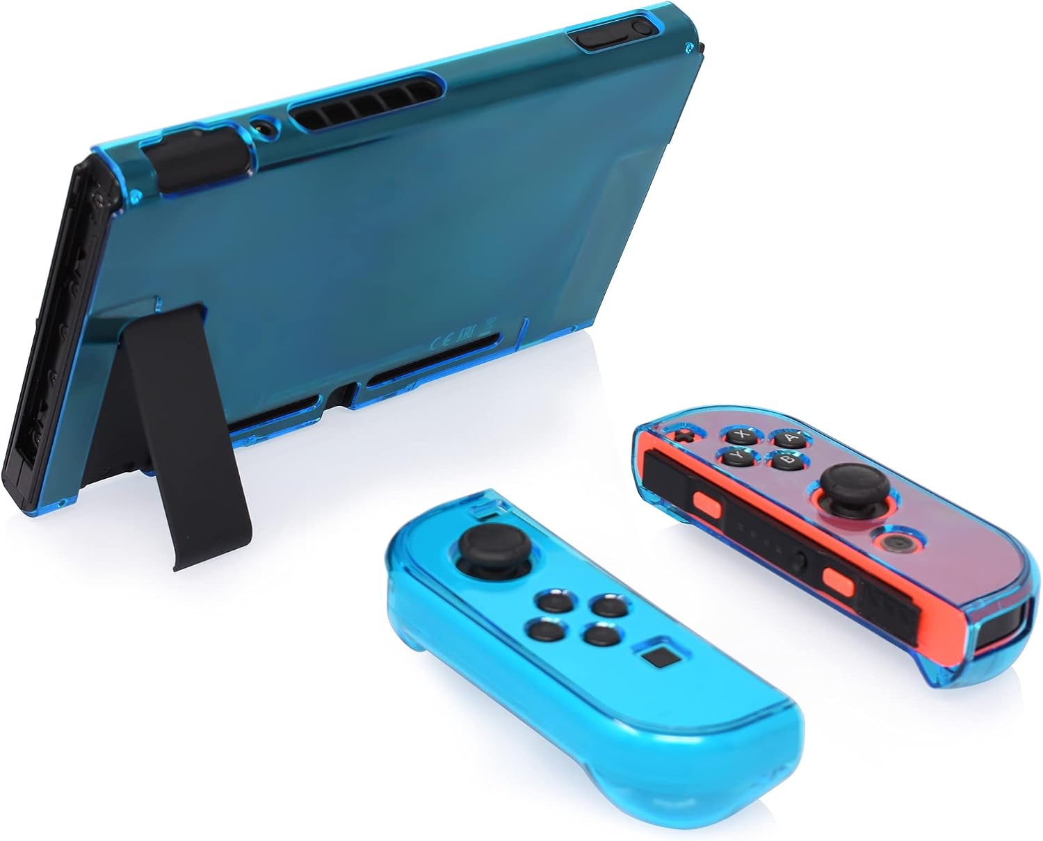 Dockable Case Compatible with Nintendo Switch, FYOUNG Protective Accessories Cover Case for Switch and for Switch Joycons with Thumbstick Caps - Blue