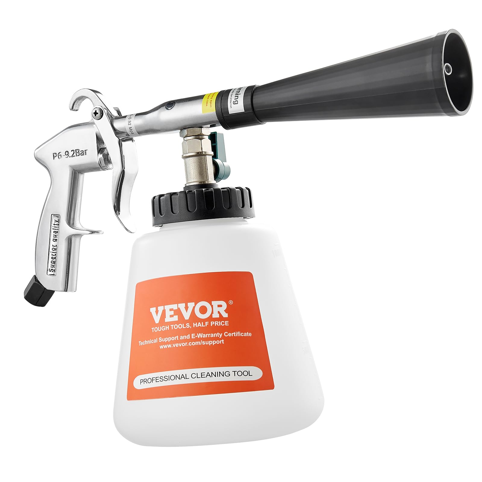 VEVOR Pistola de Limpieza para Automóviles, 80-160 PSI, con 2 Boquillas y Botella de Líquido 1 L, Elimina la Suciedad y el Polvo de la Superficie, para Compresor de Aire NPT, 315 x 225 x 130 mm