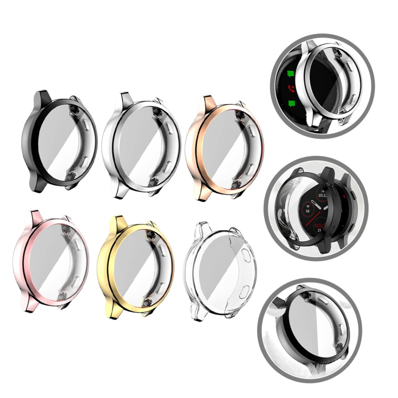 Housoutil 5 Juegos De Protectores De Pantalla para Reloj 2s 4s Carcasa De TPU Resistente Que Protege Los Bordes Curvos Elegantes Y Cómodos 6 Unidades X 5