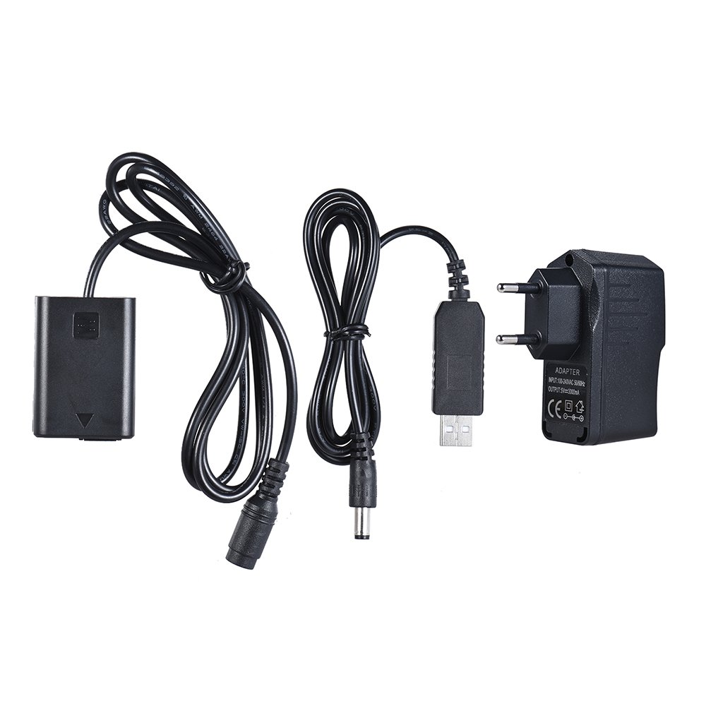 Andoer NP-FW50 atrapa baterii + kabel zasilający USB 5 V 2 A z zapasowym gniazdem zasilającym do AC-PW20 do Sony NEX-3/5/6/7 serii A33, A37, A35, A7, A7, A7II, A6000, A6300