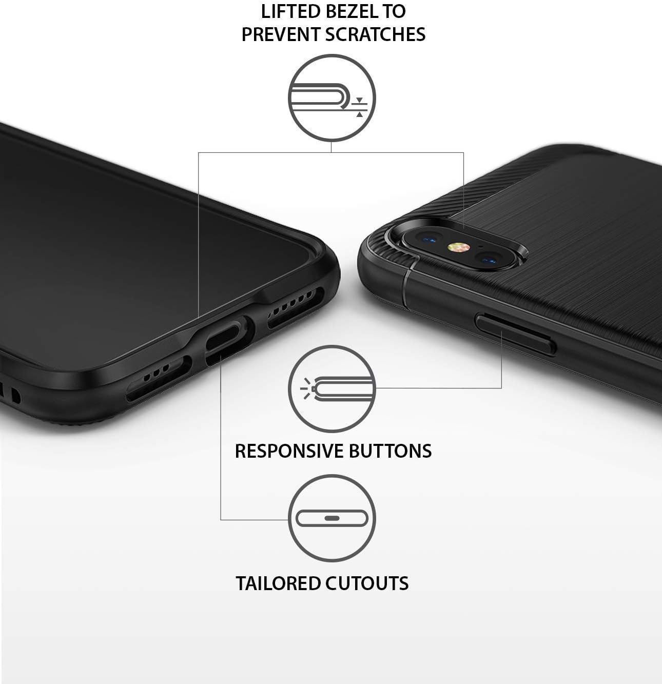 Ringke Onyx Compatible with iPhone Xs Case, Compatible with iPhone X Case, Protective Cover - Black