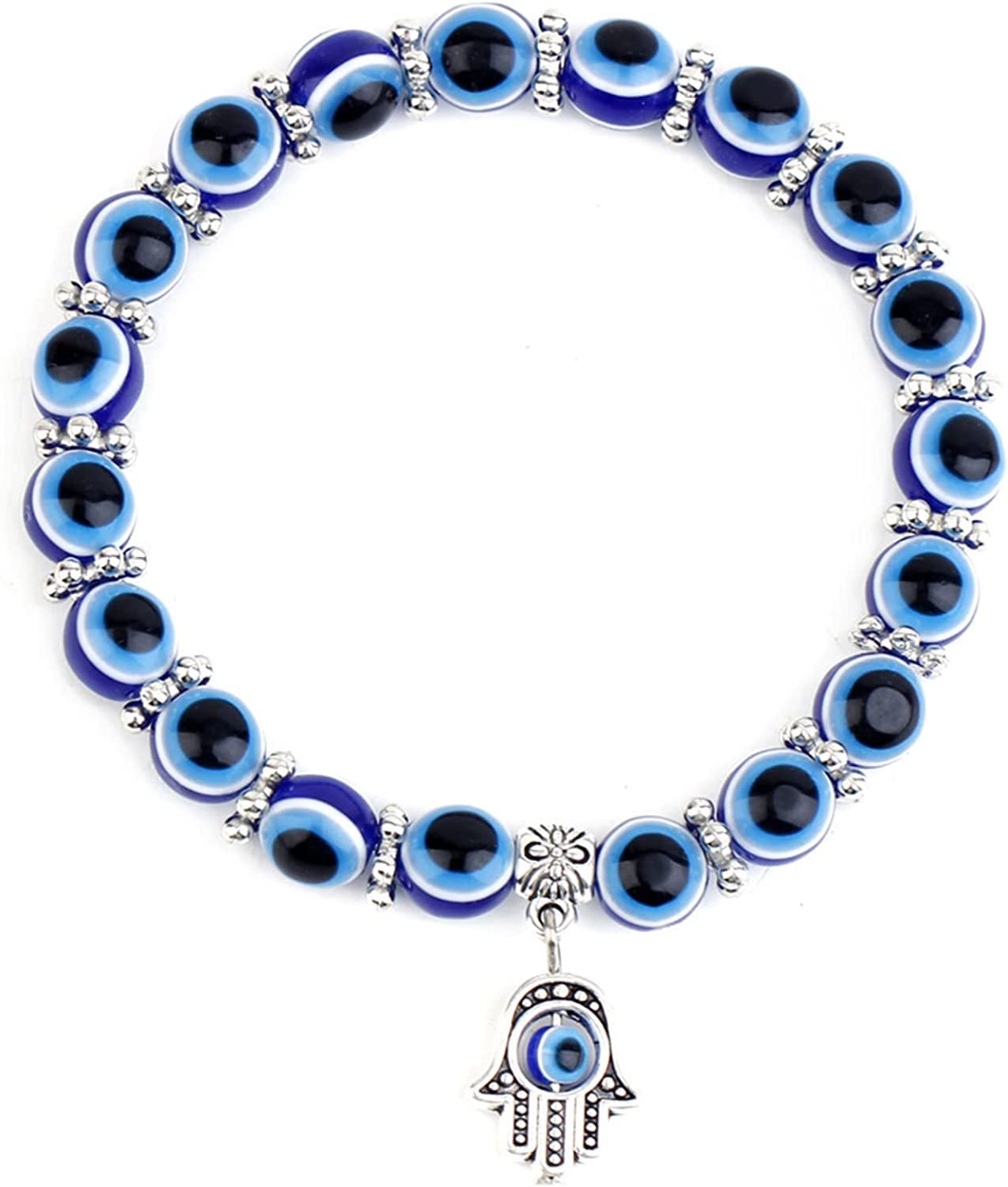 New Korbah Handmade Evil Eye Hamsa Blue Beaded Charm Stretch Bracelet Hand Of Fatima Arabic Turkish Sephardic Mizrahi Style Lucky Evil Eye Bracelet For Protection And Blessing For Women (B09KM42DLD) Amazon Price History, Amazon Price Tracker