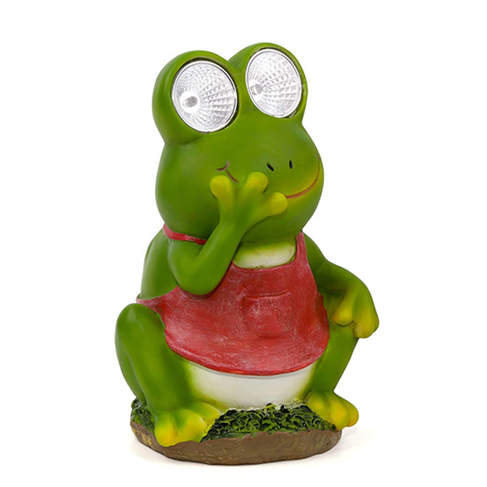 MBROS Ornamento da Giardino, Figurina di Piccoli Animali, Luci per Esterni ad Energia Solare, Statua da Giardino in Resina Impermeabile per Regalo Decorazione Prato Cortile,Rana