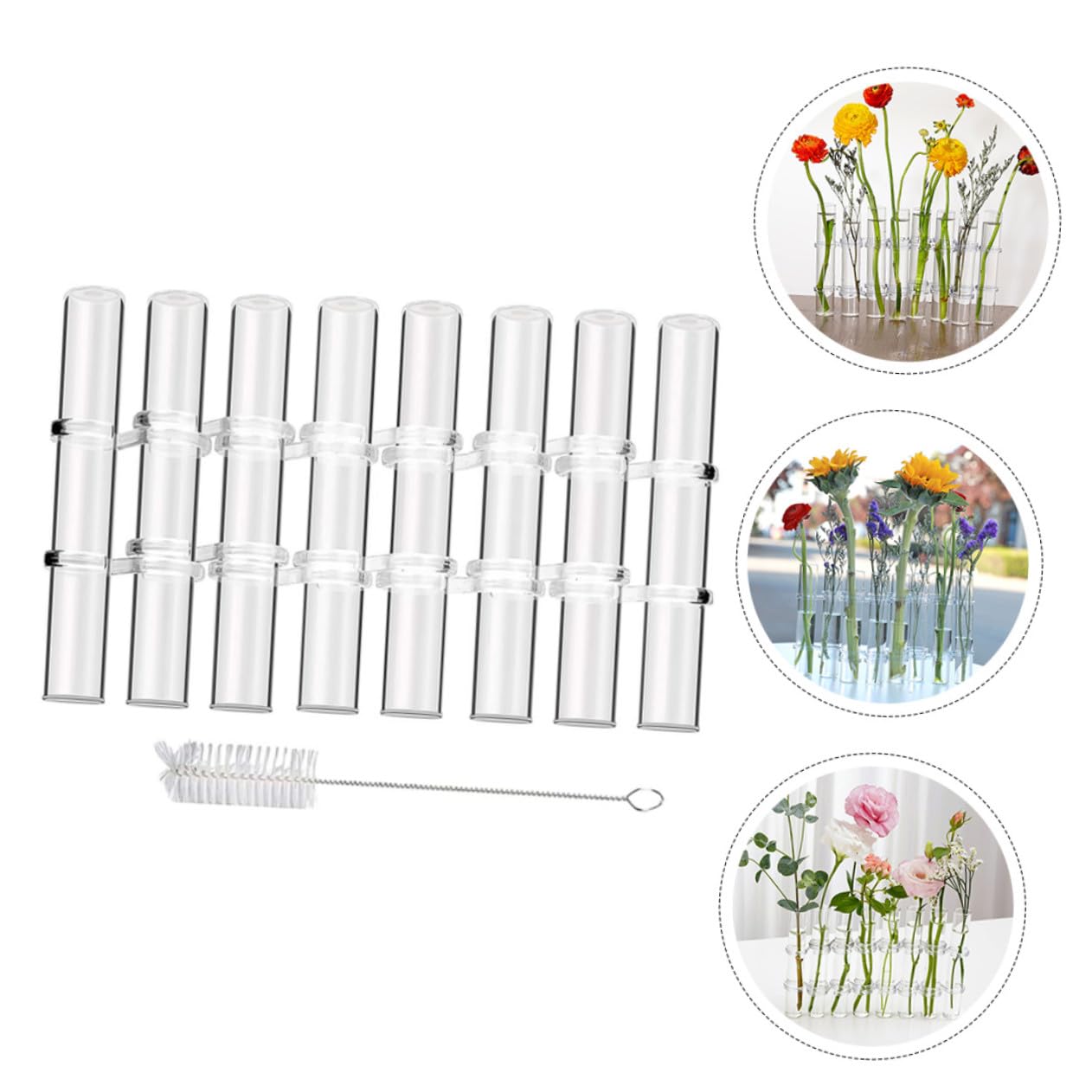 Vase de Propagation Verre Transparent avec Support de Tubes à Essai pour Plantes Hydroponiques Décoration Élégante pour Bureau et Maison