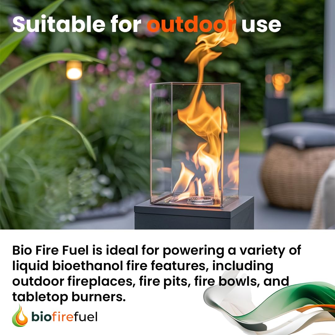 Combustibile a bioetanolo di alta qualità (12 litri) per camini, bracieri, bruciatori e stufe, combustibile liquido ad alta purezza, per uso interno ed esterno, con beccuccio Easy pour biofirefuel