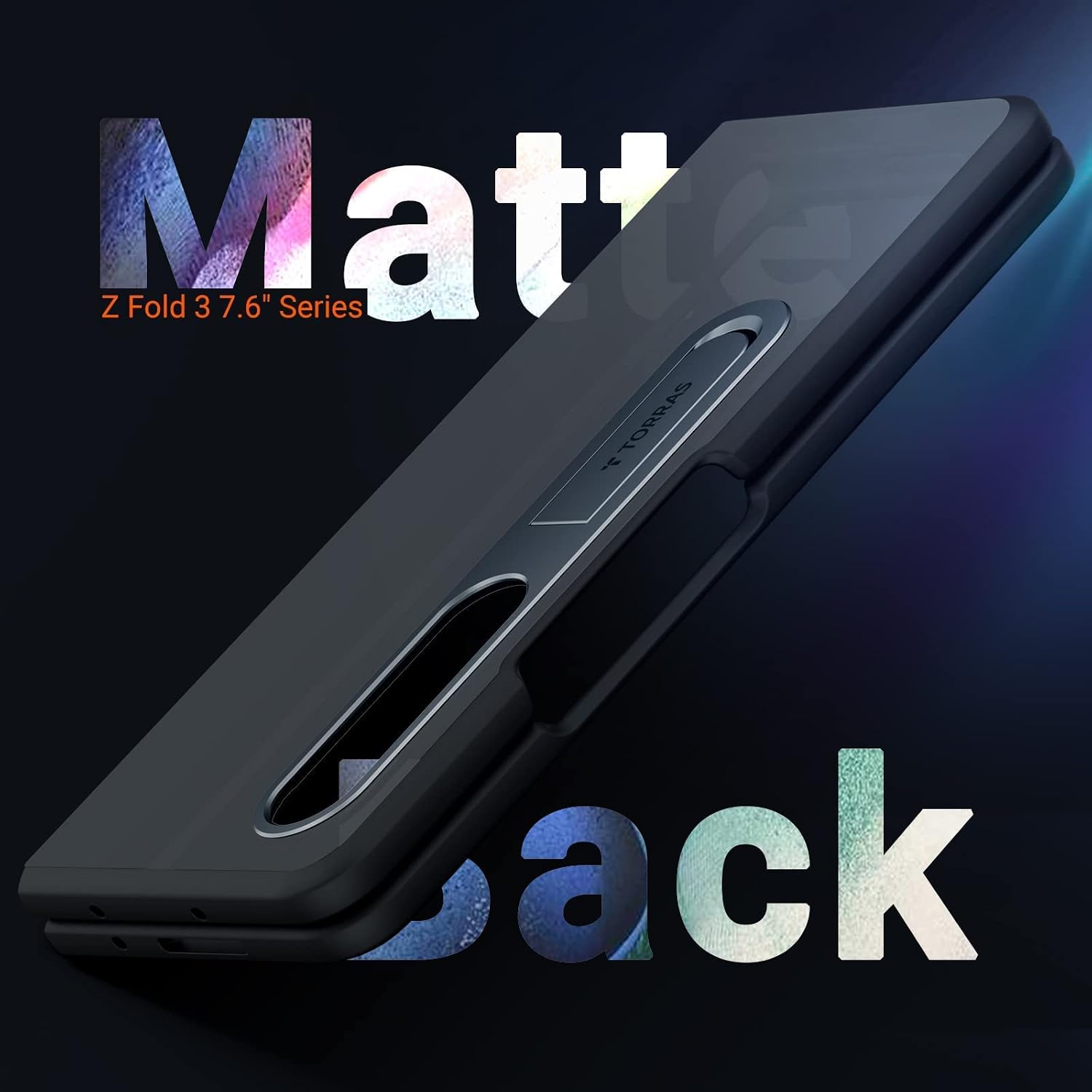 TORRAS QuickStand Designed for Galaxy Z Fold 3 Case, [Aluminum Alloy Stand] [No Glue Worry] Slim Thin Translucent Matte Durable Kickstand Case Compatible for Galaxy Z Fold 3 5G, Black