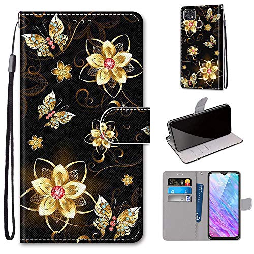 Tznzxm ZTE ZMax 10   ZTE Z6250 Wallet Case, Butterfly Painting Design Premium PU Leather Flip Cover with Kickstand and Card Holder Slots Protective Magnetic Phone Case for Consumer Cellular ZMax 10