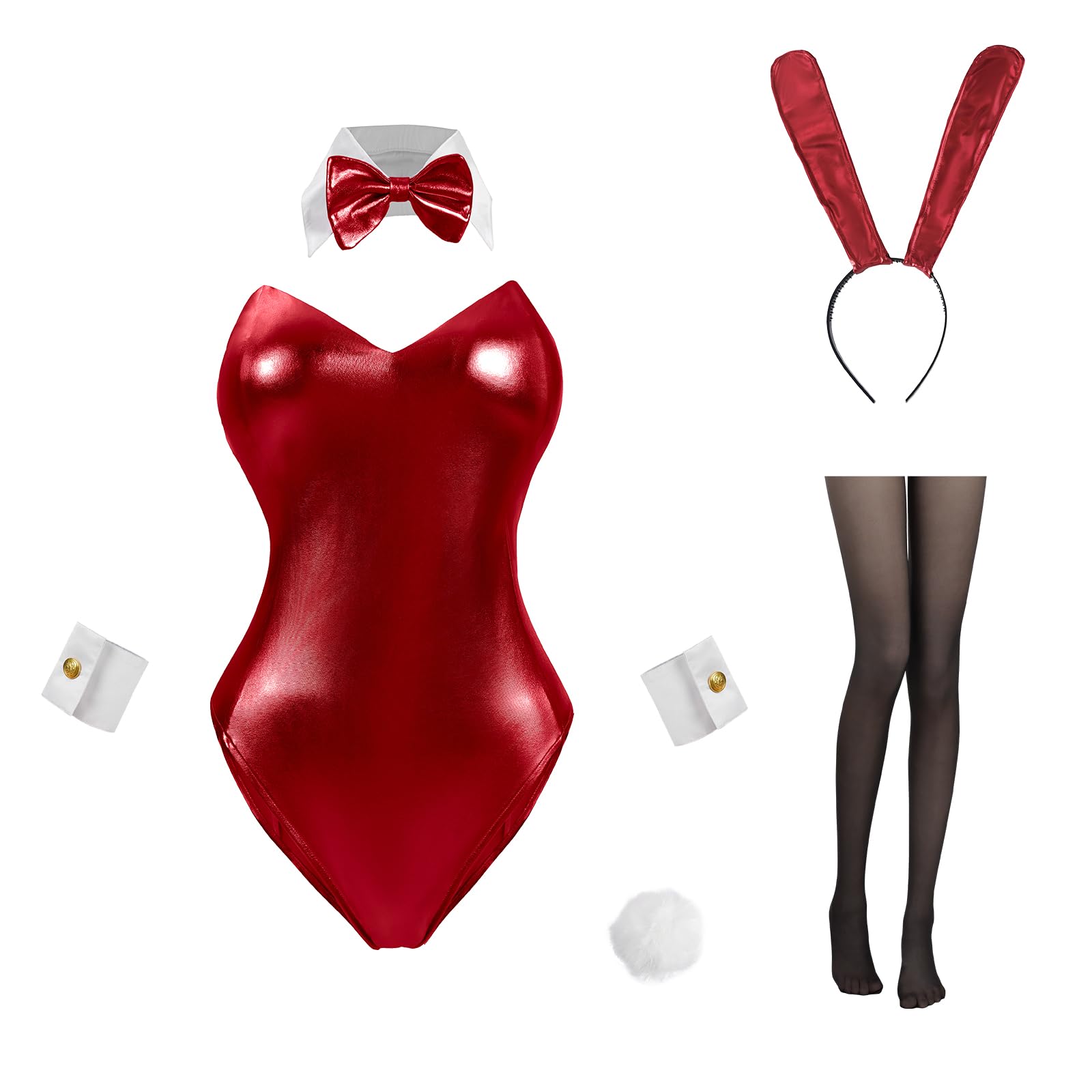 LTAKK Bunny Costume Adult Women Anime Bunny Girl Cosplay Set for Party Red XXL