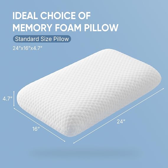 Sweetcrispy Cooling Gel Memory Foam Pillows for Sleeping, Back and Side Sleeper Support, Standard Size and Medium Firm, Bed Pillows for Adults with Washable Cover and Breathable Mesh 2 Pack, White