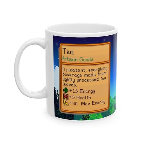 Creator's Cove Stardew Valley Game Tea Mug Drink Coffee Cup, Gift for Video Game Lover Farm Adventure Gaming For Family Friends (White, 11oz) - 11 Ounces - White