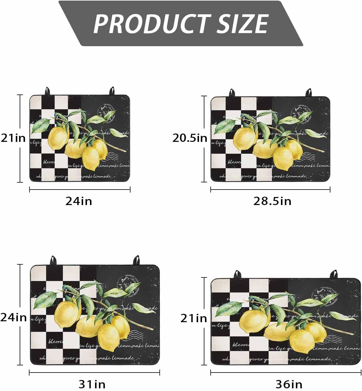 Stove Top Cover Summer Fruit Lemon Stove Cover for Electric Stove Top Farmhouse Buffalo Plaid Vintage Glass Cooktop Covers Anti-Slip Mat Heat Resistant Countertop Protector Kitchen Decor 28.5"x20.5"