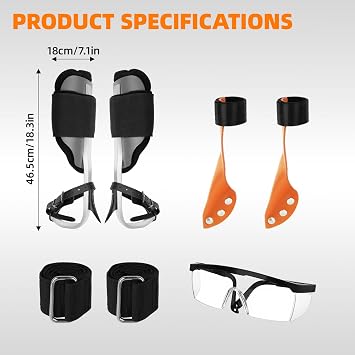 Tree Climbing Spikes, Tree Spikes for Tree Work, 350lbs Support, Height-Adjustable Tree Spurs with Straps & Spike Covers