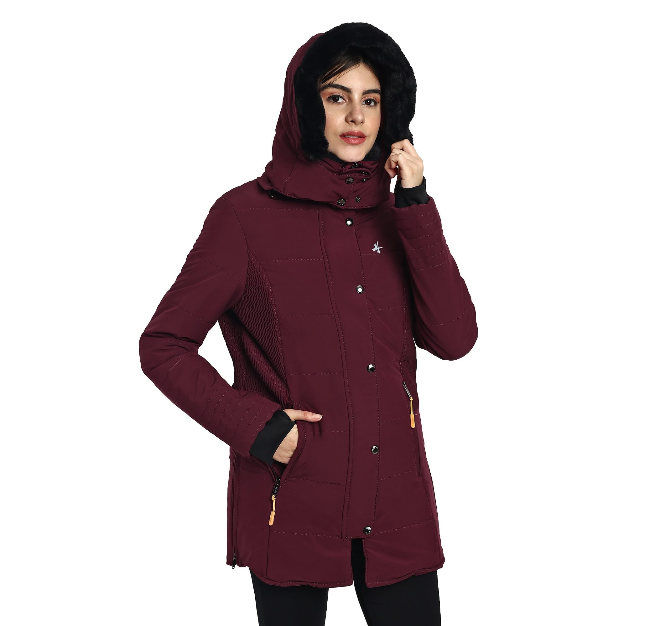 hiver Euro Women's Nylon Waterproof Xtreme Winter Jacket, Woolen Interior, Waterproof Ski Jacket, Trekking, Travel, -15°C Temperature Rating, Winter Snow Jacket for Minus Degrees-picture-44