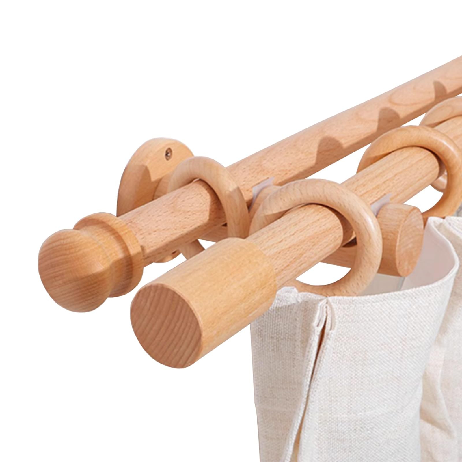 Tringle à rideaux en bois, montage latéral, longueur 280 cm, idéale pour rideaux romains, construction durable
