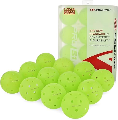 Selkirk Pro S1 Ball  Resistente a las grietas  Pelotas de pickleball de 38 agujeros para exteriores  Bola de pepinillo aprobada por USAPA para jugar