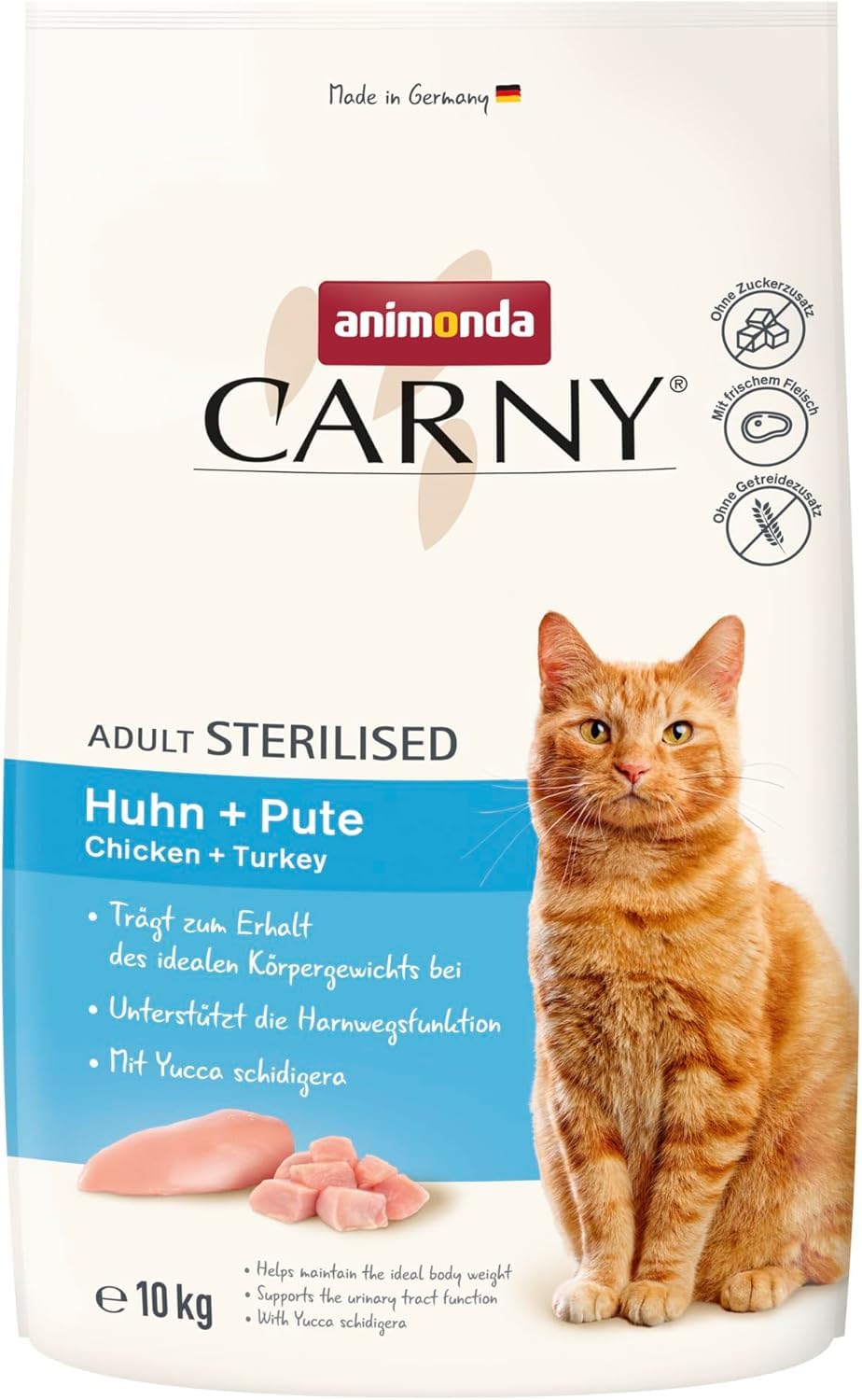 animonda Carny Nourriture sèche pour Chat, Poulet + Dinde (1 x 10 kg), Nourriture sèche pour Chats stérilisés sans Sucre ni céréales, avec Beaucoup de Viande fraîche