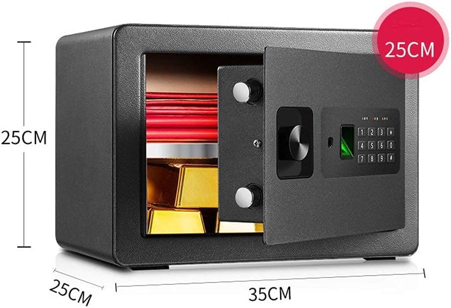 Security Fingerprint Durable Practical Strong Steel Safety Box Money Cash Storage Hotel for Home Office Business (Color Gold,Size : One Size) Safe