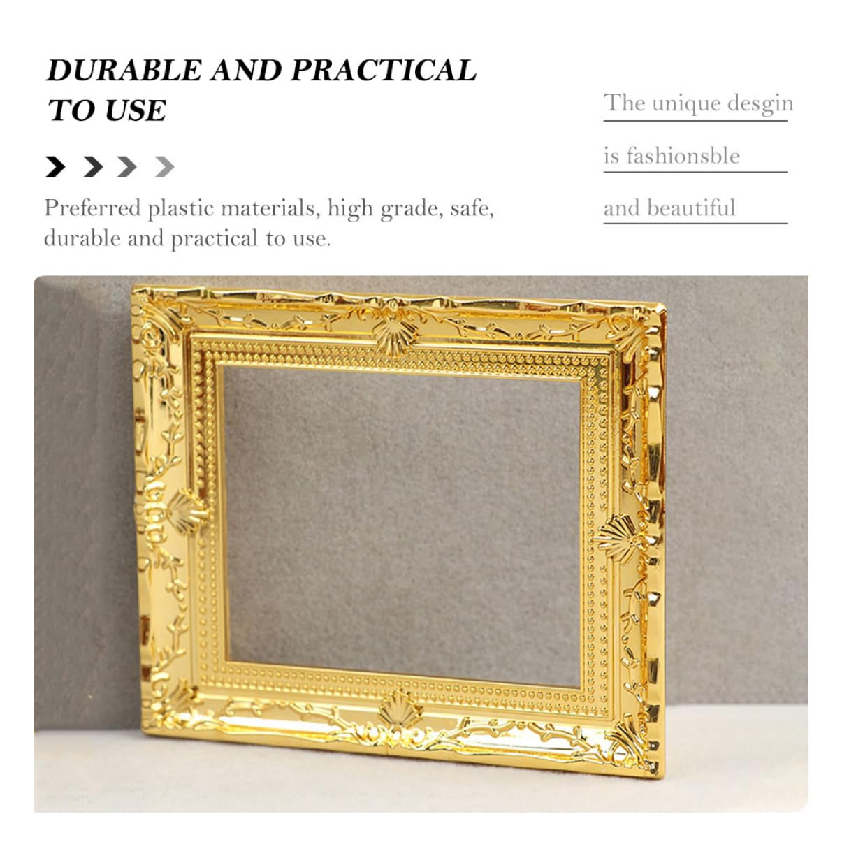 4 Pcs Dollhouse Photo Frame Gold Home Decor Accessories Mini Layout Props Toy Alloy Miss