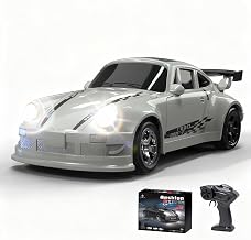 Desktop Mini Size 1:64 Scale 4WD RC Drift Car with Skill-Building Drift Control & LED Lights – Learn Drift Techniques, Fast Charge, Adjustable Throttle, 2.4GHz Remote – Gray
