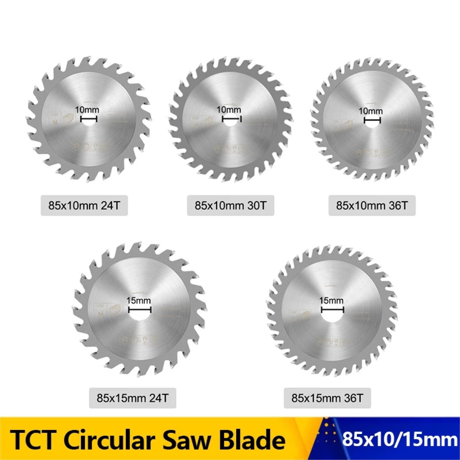 Brzeszczot do cięcia metalu 1PC 85mm Mini piła tarczowa do drewna 24/30/36T TCT tarcze kołowe tarcza tnąca z węglików spiekanych narzędzi obróbki(85x10x24T)