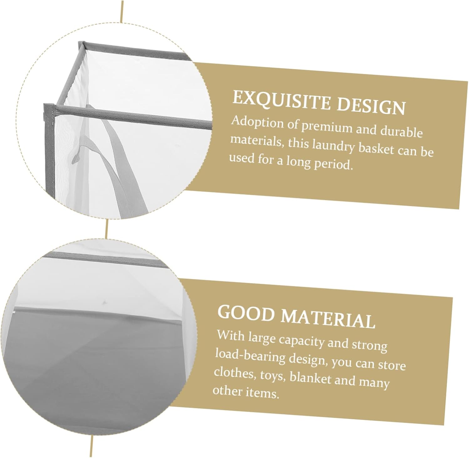 Foldable Laundry Hamper Basket Large Capacity Collapsible Storage Organizer for Clothes Blankets Portable and Space Saving Laundry Basket for Bedroom Bathroom Outdoor Use Gray Mesh