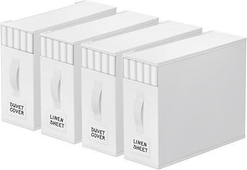 Miniatura 26 de Paquete de 4 Organizadores de Armario para Sábanas y Almacenamiento, Contenedores de Almacenamiento Plegables Resistentes con Ventana y Etiqueta