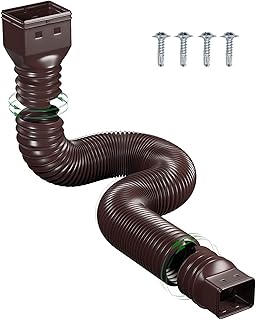 Downspout Extender, Flexible Downspout Extension Gutter Connector Rainwater Drainage Pipe Down Spout Drain Extensions 20in to 59in (Brown)