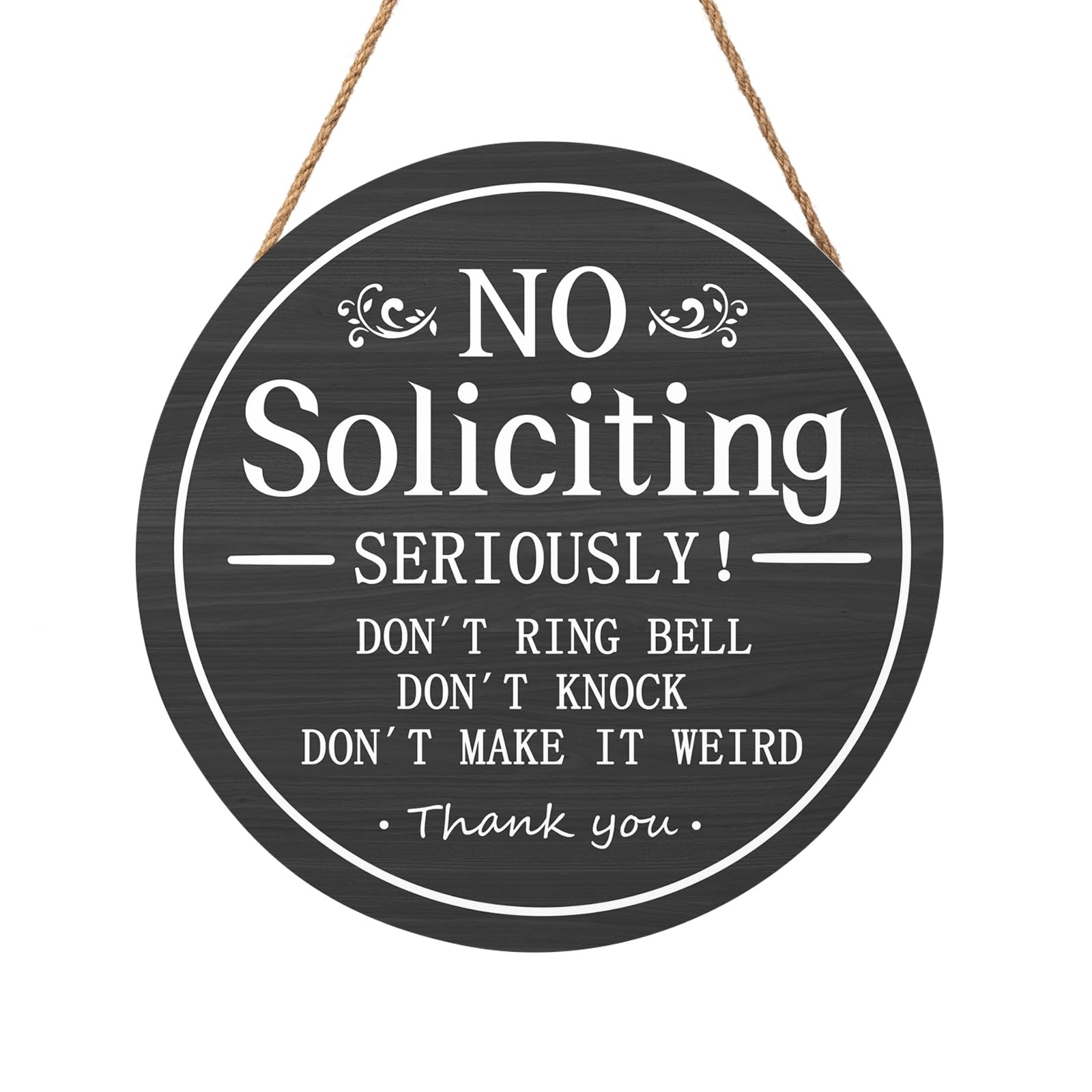 Funny No Soliciting Sign for House 12"x12" Do not Knock or Ring Doorbell Wooden Signs for Front Door Rustic No Soliciting Welcome Sign Hanging Decorations for Home Yard Garden Farmhouse Porch