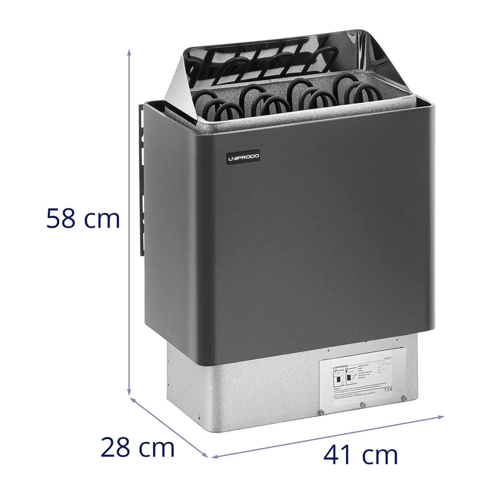 Poêle Radiateur Électrique Sauna Finnois UNI_SAUNA_G6.0KW 6.0kW 5-9 m³ 30-110°C 10kg Aluminium Zinc
