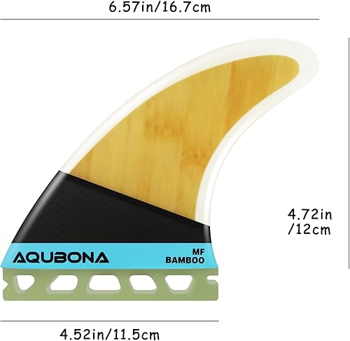 Miniatura 9 de AQUBONA Juego de aletas grandes (MF) de fibra de vidrio de bambú para tablas de surf, tablas de surf de una sola pestaña o doble pestaña, con