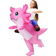 Stegosaurus Inflatable Axolotl Costume for Kids Halloween Costumes Kid Blow Up Costume Ride on Axolotl Costumes for Girls Boys Cosplay Party