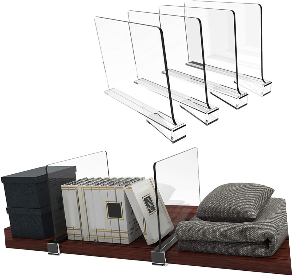 4pcs Wardrobe Clothes Separator Book Shelf Divider Organizer for Storage Space Maximize