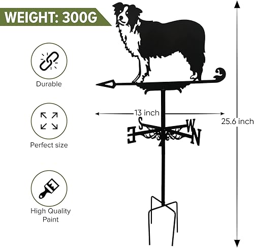 Miniatura 7 de Veleta de metal para perros, veleta de metal para perro, veleta de flecha de dirección del viento, decoración de veleta para el hogar, jardín,