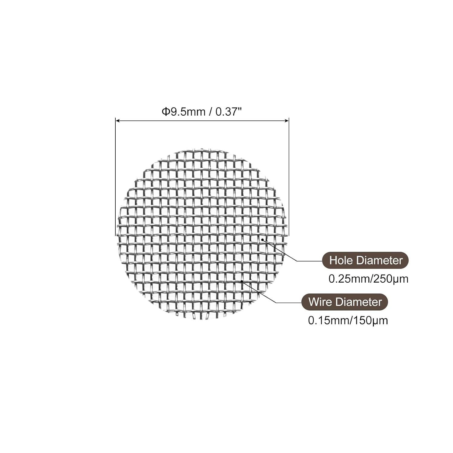 MECCANIXITY Pipe Screen Stainless Steel Screens, 3/8 Inch (9.5mm) Diameter for Pipe Filter, Pack of 60