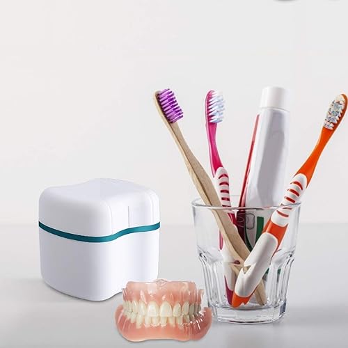 Miniatura 5 de Estuche de baño para dentaduras postizas con cesta, caja de limpieza de baño, contenedor para remojo de vasos, retenedor, soporte para dentaduras
