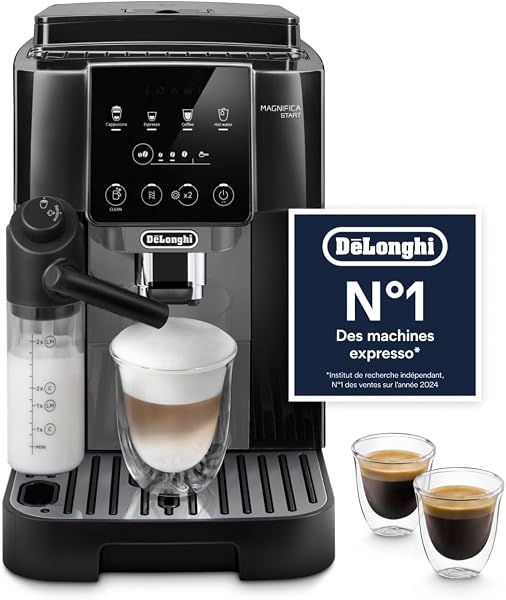 De'Longhi Magnifica Start - Machine à Café Automatique 4 Boissons Noir Gris