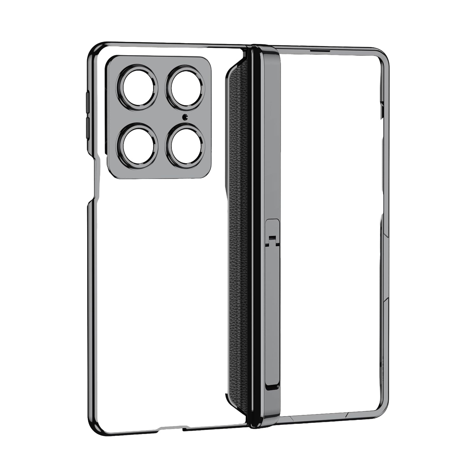 FDUJINH Shell for Moto Razr Fold, Transparent Shockproof Full Protection Cover with Screen Protector Hinge Kickstand Case,Black,Fold