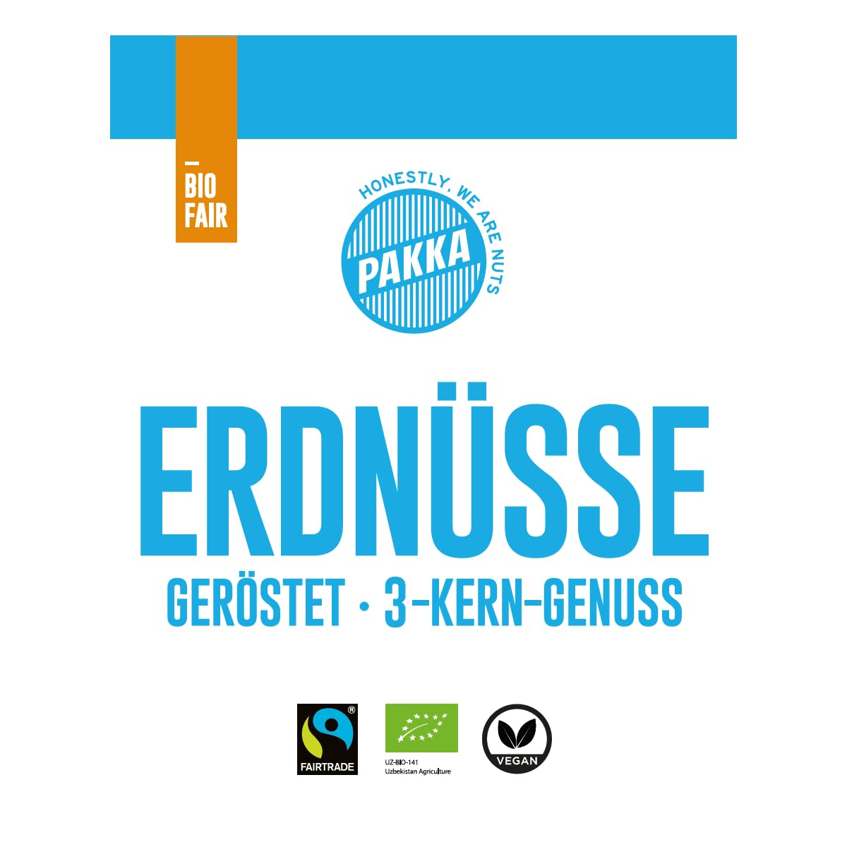 PAKKA - Bio Fairtrade geröstete Erdnüsse mit bis zu 4 Kernen in Schale 1,7kg, direkt von Kleinbauern aus Samarkand in Usbekistan, vegan, Familienpackung, Value-Pack 1700g (1er Pack)