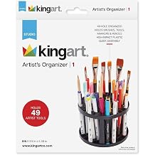 KINGART Desktop 49-Hole Artist Studio Organizer for Holding Pens, Paint Brushes, Colored Pencils, Markers & Scissors & More