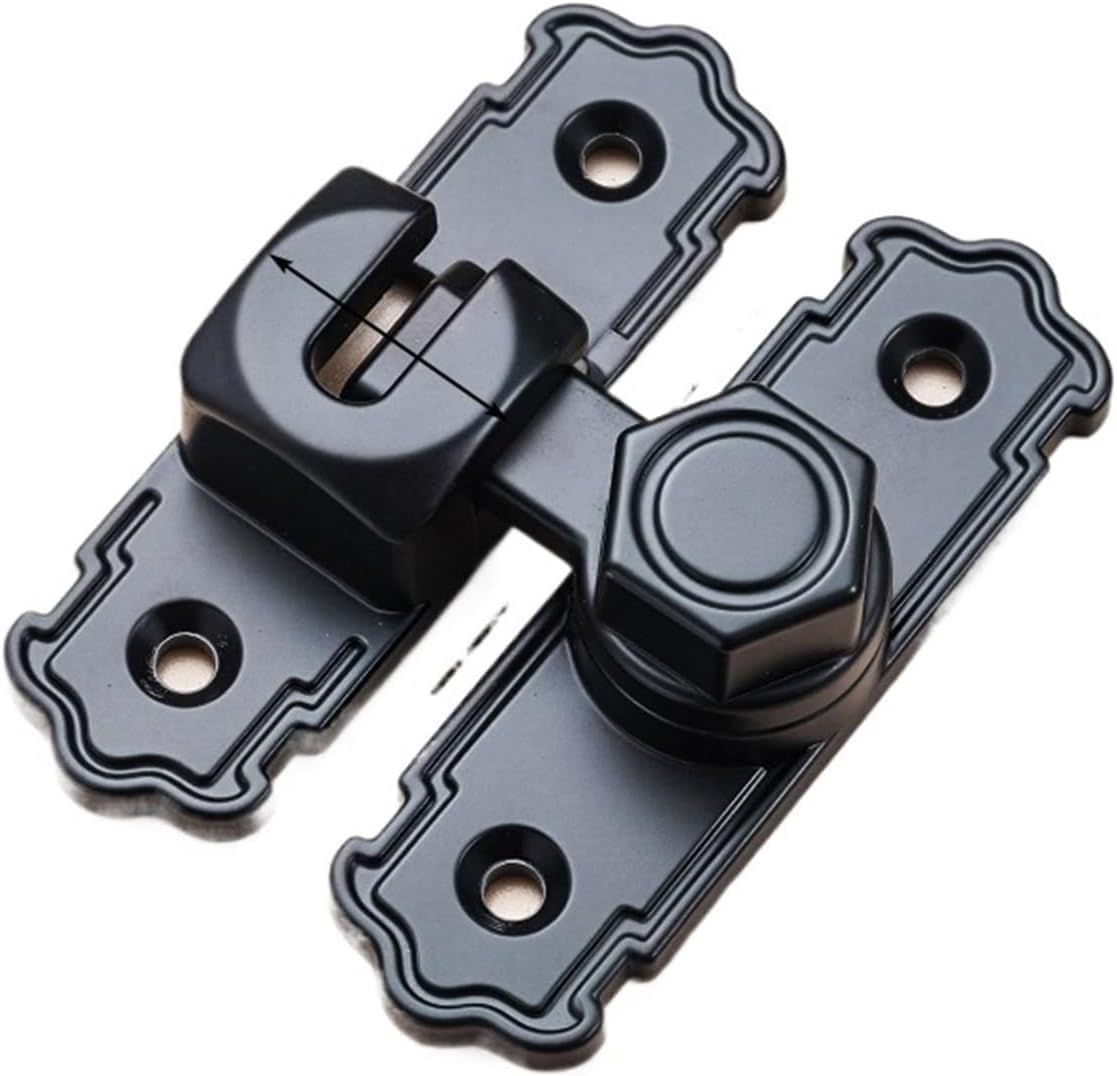 Barn Door Latch,1PC Gate Swing Slide Lock, Right Angle Bolt 90 180 Degree Toggle Sliding(Black)