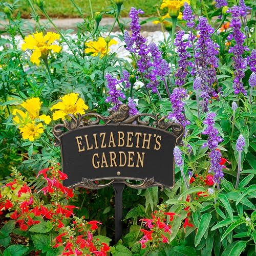 2 Line Personalized Aluminum BIRD Garden Plaque 14.25"W x 9.5" H