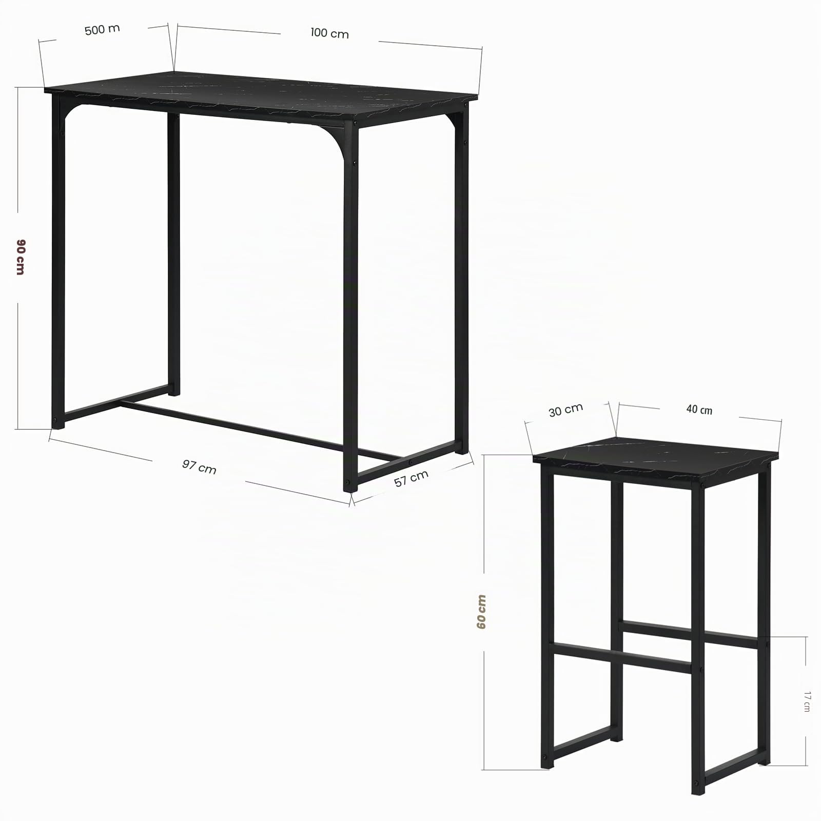 Mesa de Bar Alta Con 4 Taburetes, Juego de Comedor Para Cocina, Ahorra Espacio, Rincón Para Casa